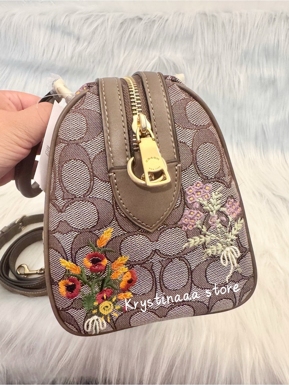 NWT Coach CDZ01 Rowan Satchel Bag In Signature Jacquard With Floral Embroidery - Picture 9 of 13